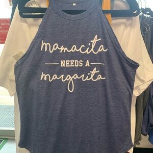 Blue Halter Top with Fun Slogan